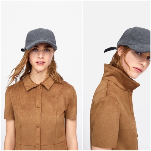 Zara Brown/Tan Suède Dress button up with collar, like new. - Picture 4 of 7